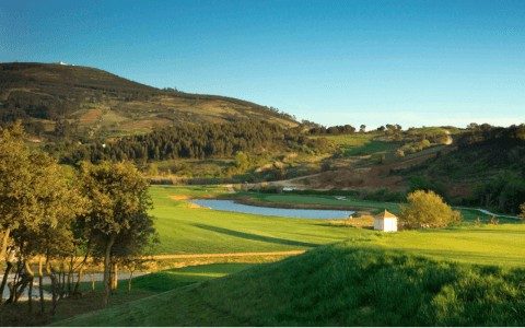 Hotel grounds among golf courses